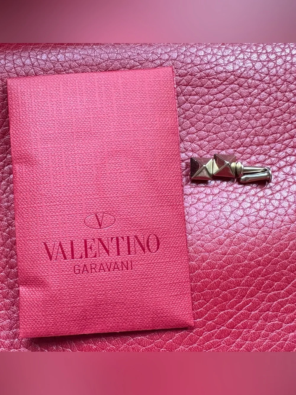 Valentino Garavani Red Leather Rockstud Envelope Clutch